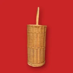 Ancien porte-parapluie en osier tressé – fabrication artisanale - années 70
