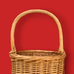 Ancien porte-parapluie en osier tressé – fabrication artisanale - années 70