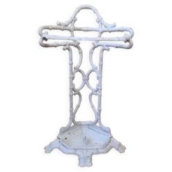 Ancien porte-parapluie victorien, fin XIXème en fonte laqué blanc