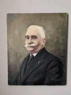 Ancien portrait acrylique sur toile décoration campagne