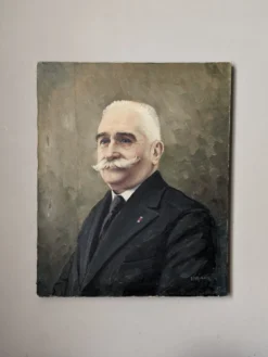 Ancien portrait acrylique sur toile décoration campagne