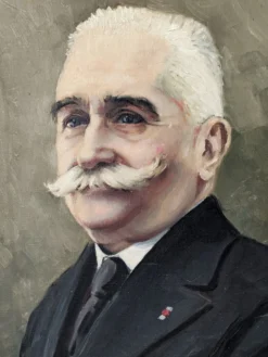 Ancien portrait acrylique sur toile décoration campagne