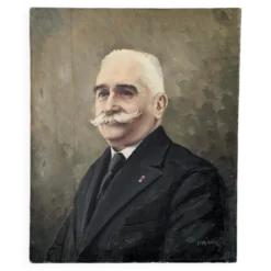 Ancien portrait acrylique sur toile décoration campagne