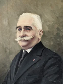 Ancien portrait acrylique sur toile décoration campagne