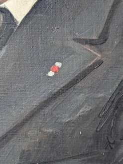 Ancien portrait acrylique sur toile décoration campagne