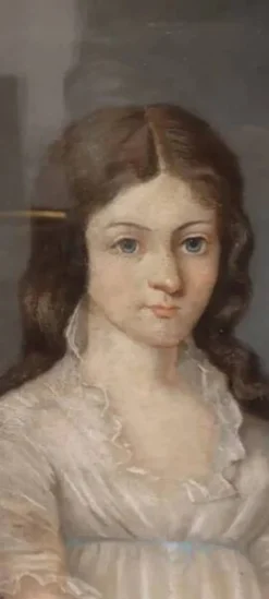 Ancien portrait pastel sur toile d'un jeune noble, signé et daté de 1899 au dos, cadre doré.