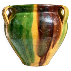 Ancien pot en terre cuite vernissée XIXeme sud ouest France