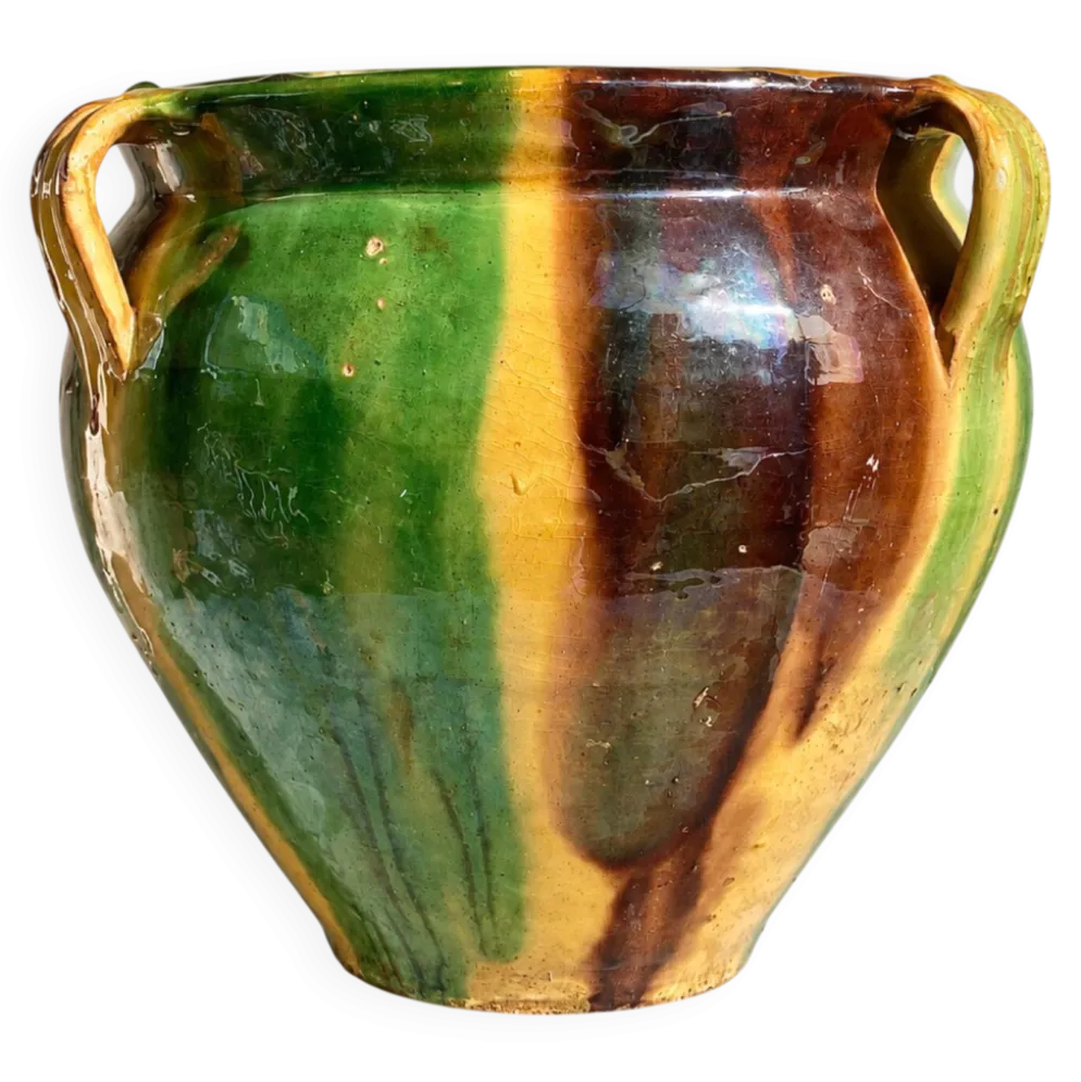 Ancien pot en terre cuite vernissée XIXeme sud ouest France