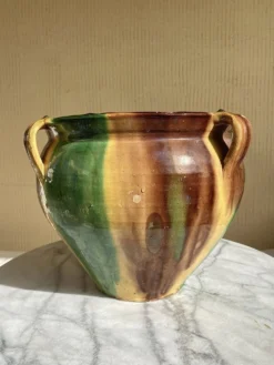 Ancien pot en terre cuite vernissée XIXeme sud ouest France