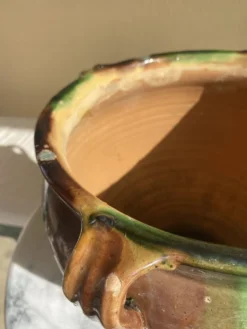 Ancien pot en terre cuite vernissée XIXeme sud ouest France