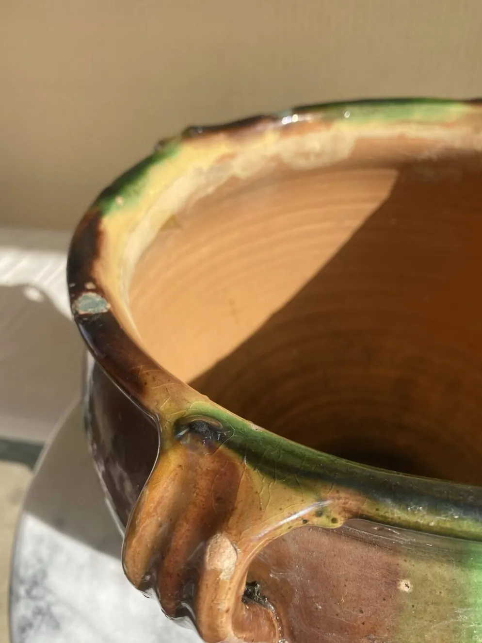 Ancien pot en terre cuite vernissée XIXeme sud ouest France