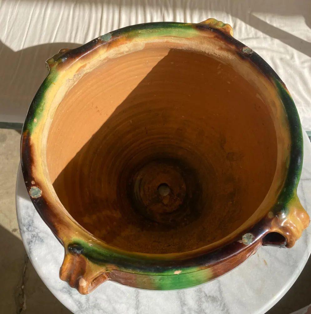 Ancien pot en terre cuite vernissée XIXeme sud ouest France