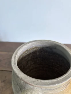 Ancien pot à graisse/vase en grès vernissé vintage – 2 anses