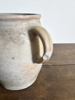 Ancien pot à graisse/vase en grès vernissé vintage – 2 anses