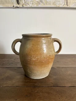 Ancien pot à graisse/vase en grès vernissé vintage – 2 anses