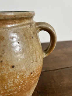 Ancien pot à graisse/vase en grès vernissé vintage – 2 anses