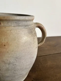 Ancien pot à graisse/vase en grès vernissé vintage – 2 anses