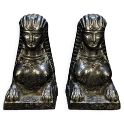 Anciens chenets orientalistes – figures assyriennes, XVIIIème s.
