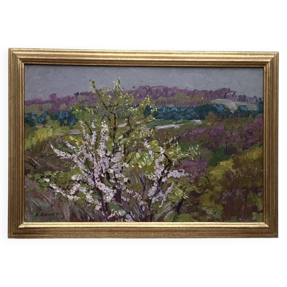 Ancien tableau Huile sur carton signé dimension : hauteur -57cm- largeur-83