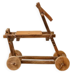 Ancien trotteur pour enfant en bois – Youpala réglable vintage