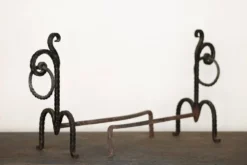 Andirons brutalistes forgés à la main, Italie, années 70, ensemble de 2