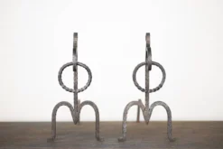 Andirons brutalistes forgés à la main, Italie, années 70, ensemble de 2