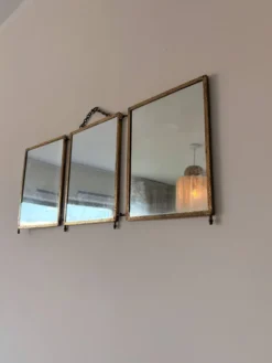 Antieke bronzen triplet spiegel uit 1900