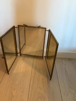 Antieke bronzen triplet spiegel uit 1900