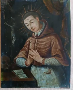 Antique painting on copper - Saint Charles Borromeo - Italian School, 17th century
