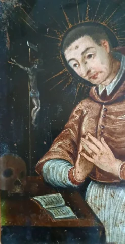Antique painting on copper - Saint Charles Borromeo - Italian School, 17th century