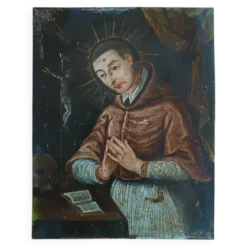 Antique painting on copper - Saint Charles Borromeo - Italian School, 17th century