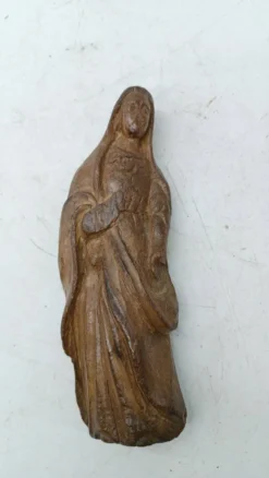 Antique small wooden sculpture of a Madonna from the 18th century