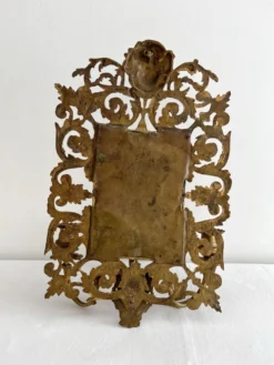 Applique miroir biseauté en bronze doré 3 bougeoirs