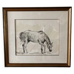 Aquarelle équestre, signée DEM (Denis Moulin)