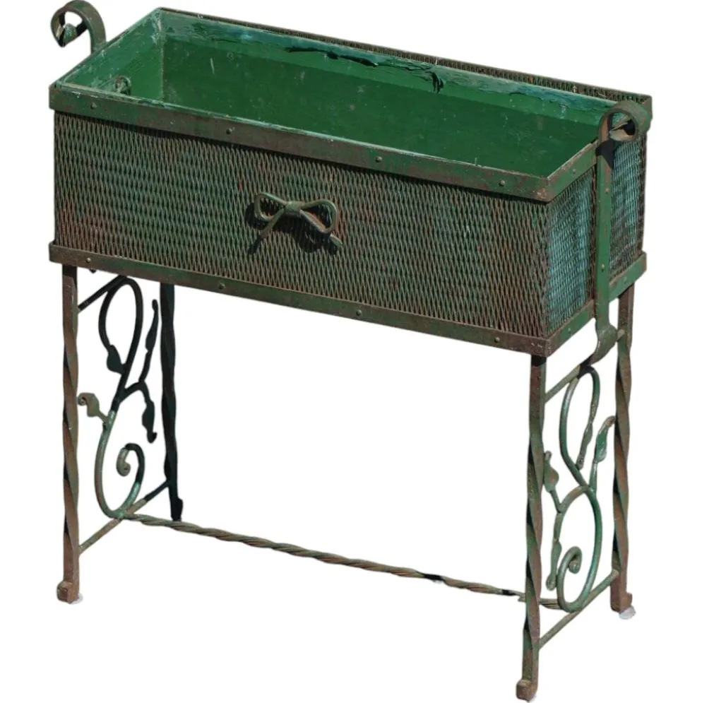 Art Décoratif Vintage Art Nouveau, Jardinière en métal vert, années 1920