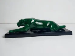 Art déco, sculpture panthère céramique verte vers 1930