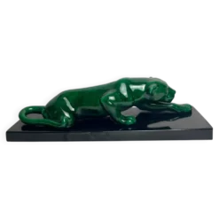 Art déco, sculpture panthère céramique verte vers 1930