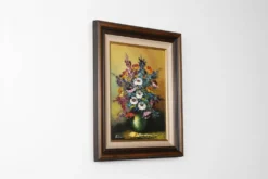 Artiste belge, Nature morte avec un bouquet de fleurs, années 1950, huile sur toile,