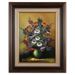 Artiste belge, Nature morte avec un bouquet de fleurs, années 1950, huile sur toile,