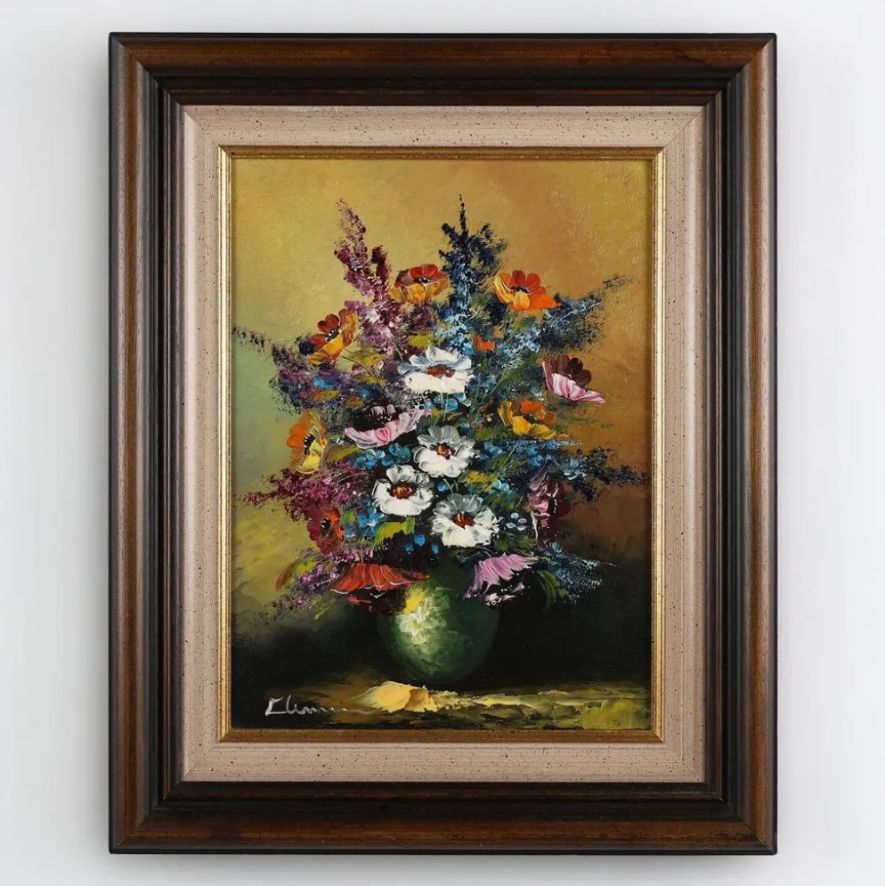 Artiste belge, Nature morte avec un bouquet de fleurs, années 1950, huile sur toile,