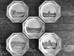 Assiettes octogonales Montereau directoire 1810 grisaille néoclassique