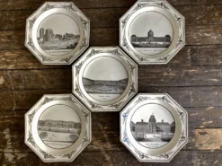 Assiettes octogonales Montereau directoire 1810 grisaille néoclassique