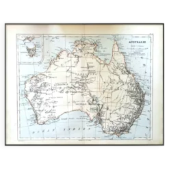 Australie, carte ancienne 1887 – Carte géographique vintage.