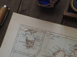 Australie, carte ancienne 1887 – Carte géographique vintage.