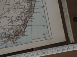 Australie, carte ancienne 1887 – Carte géographique vintage.