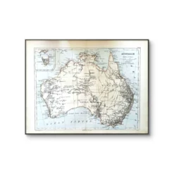 Australie, carte ancienne 1887 – Carte géographique vintage.