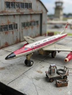 Avion de ligne à friction en tôle lithographiée, look patina -1965-