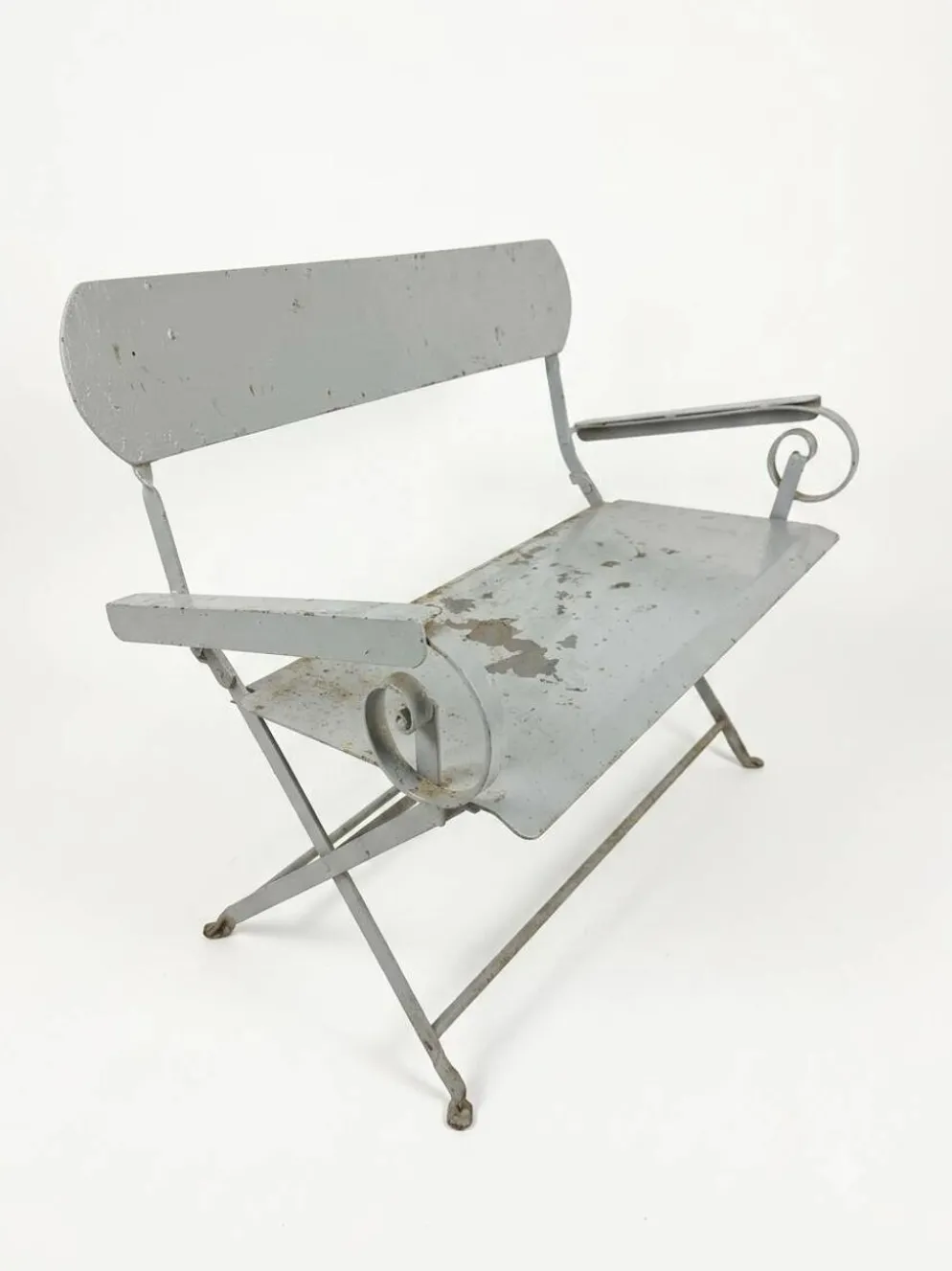 Banc de jardin ancien en fer forgé massif