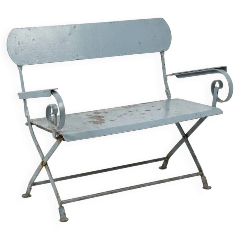 Banc de jardin ancien en fer forgé massif