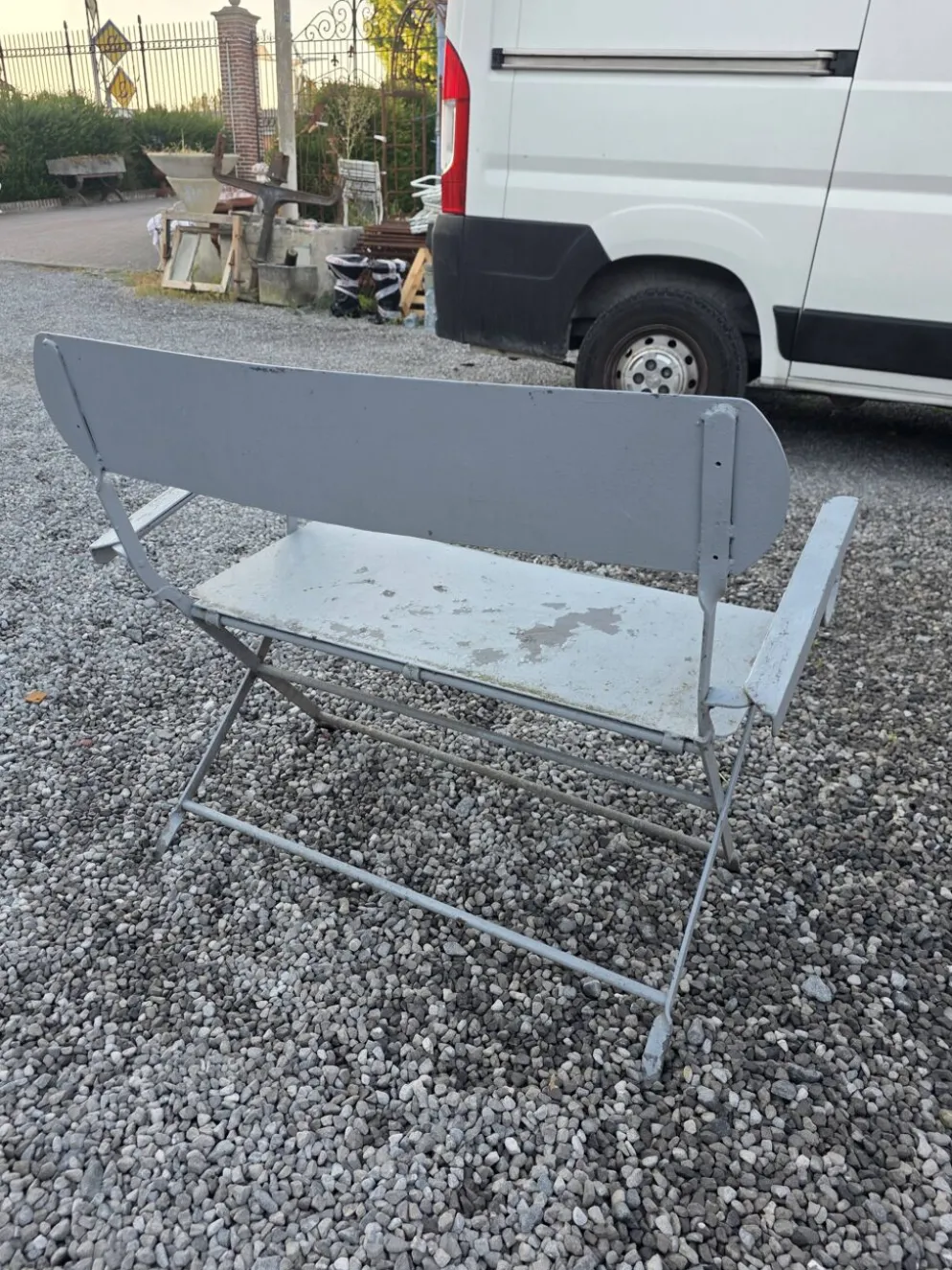 Banc de jardin ancien en fer forgé massif